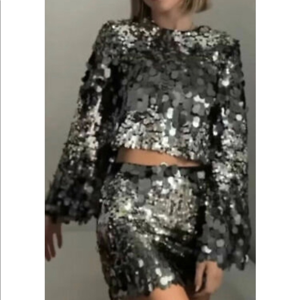 LAST NWT ZARA SHORT SEQUIN SKIRT - Picture 8 of 15